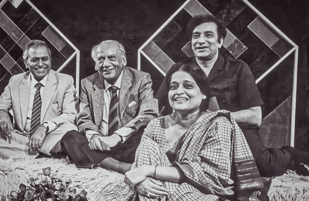 Ahmad Faraz with Faiz Ahmad Faiz, Gopi Narang and Zahra Nigah